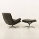 Fauteuil lounge vintage avec tabouret par André Vandenbrouck