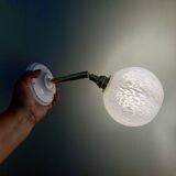 Vintage globe wall lamp in white Clichy glass