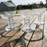 5 Anciennes Coupes à Champagne en Verre Godronné