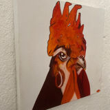 Coq portrait peinture à l’huile