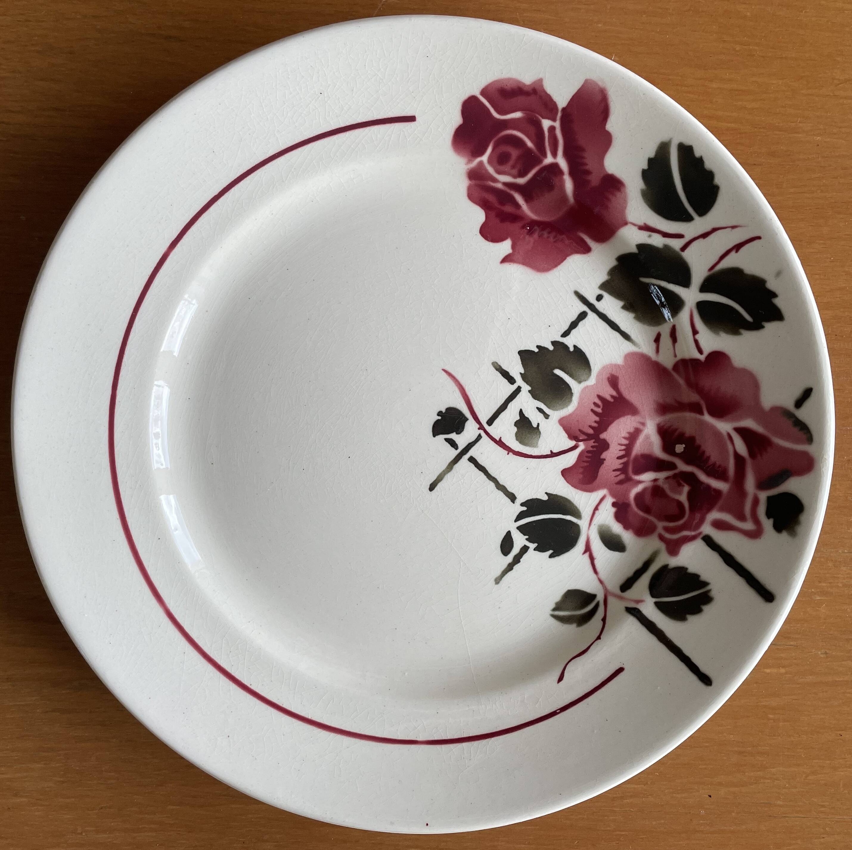 6 antique flat plates in faience from BADONVILLER