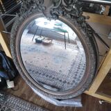 Napoleon iii period oval medal mirror, louis xv style, beveled glass