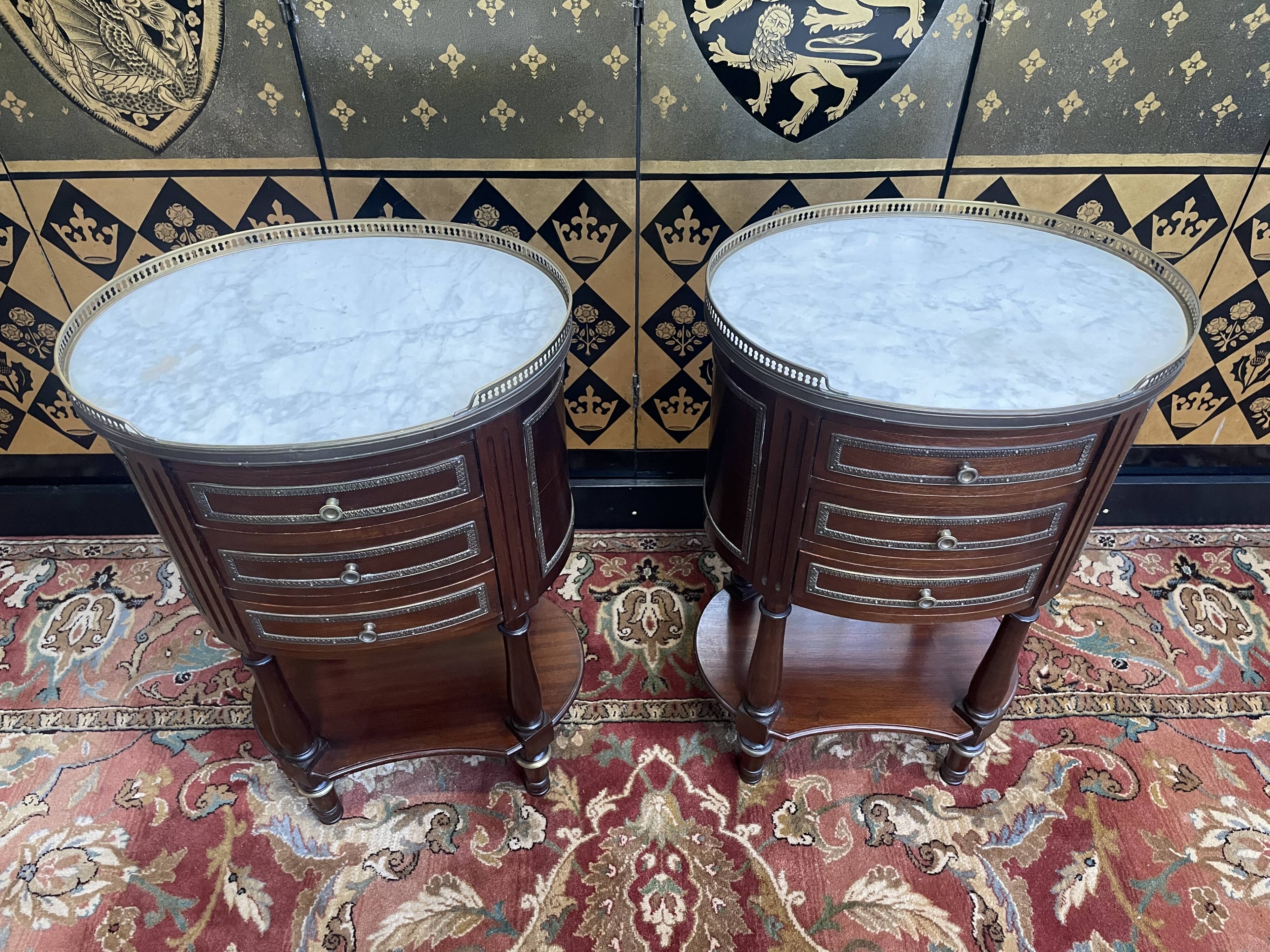 Pair of Louis XVI style bedside tables