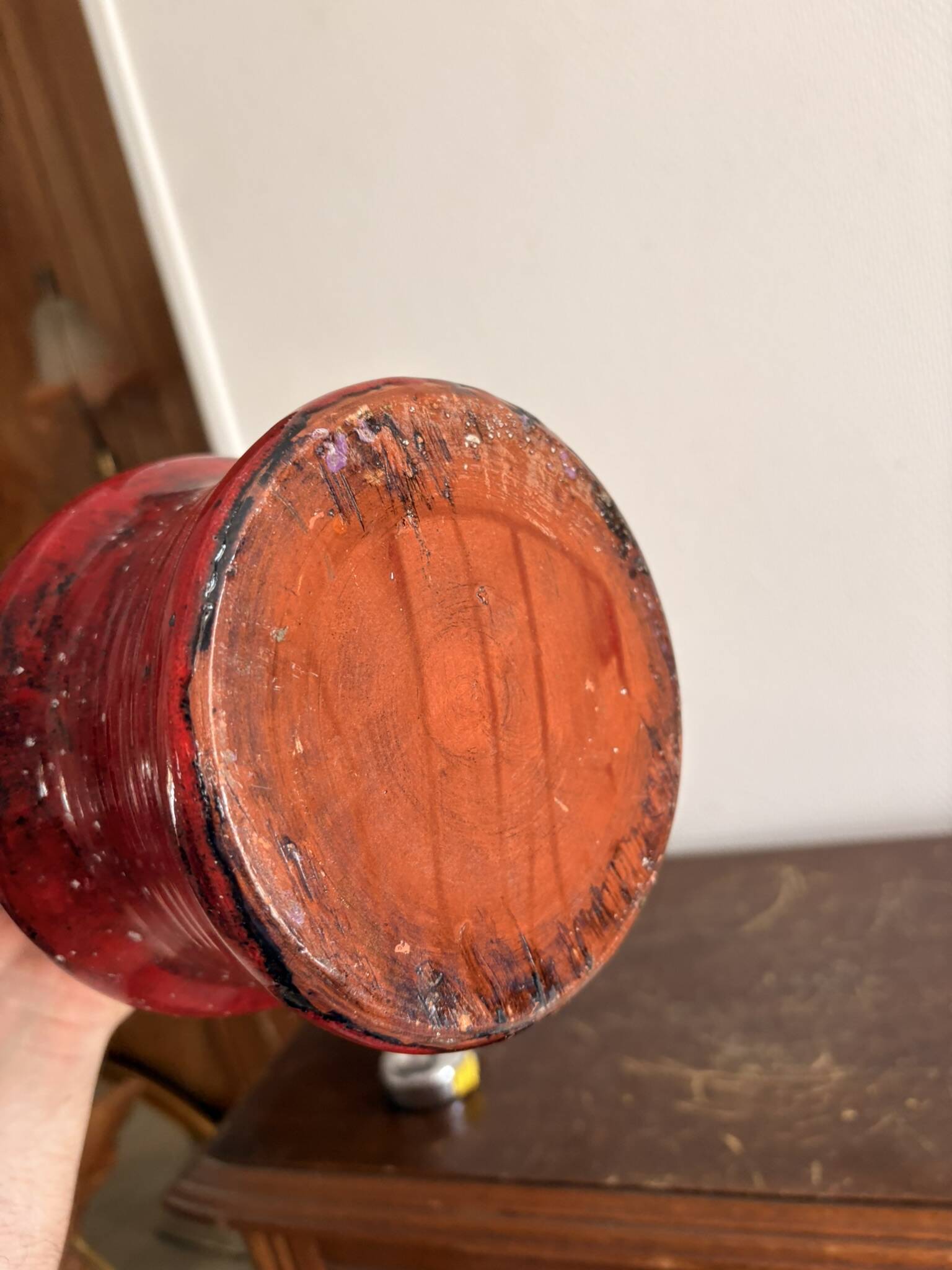 Red Volcanic Vase Selenium Spotted 1970s West Germany Mid Century