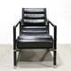 Black leather chaise longue, Eileen Gray design, 1927, France, circa 1975.