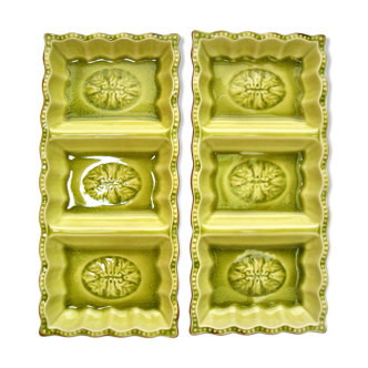 Set of two ceramic serving trays