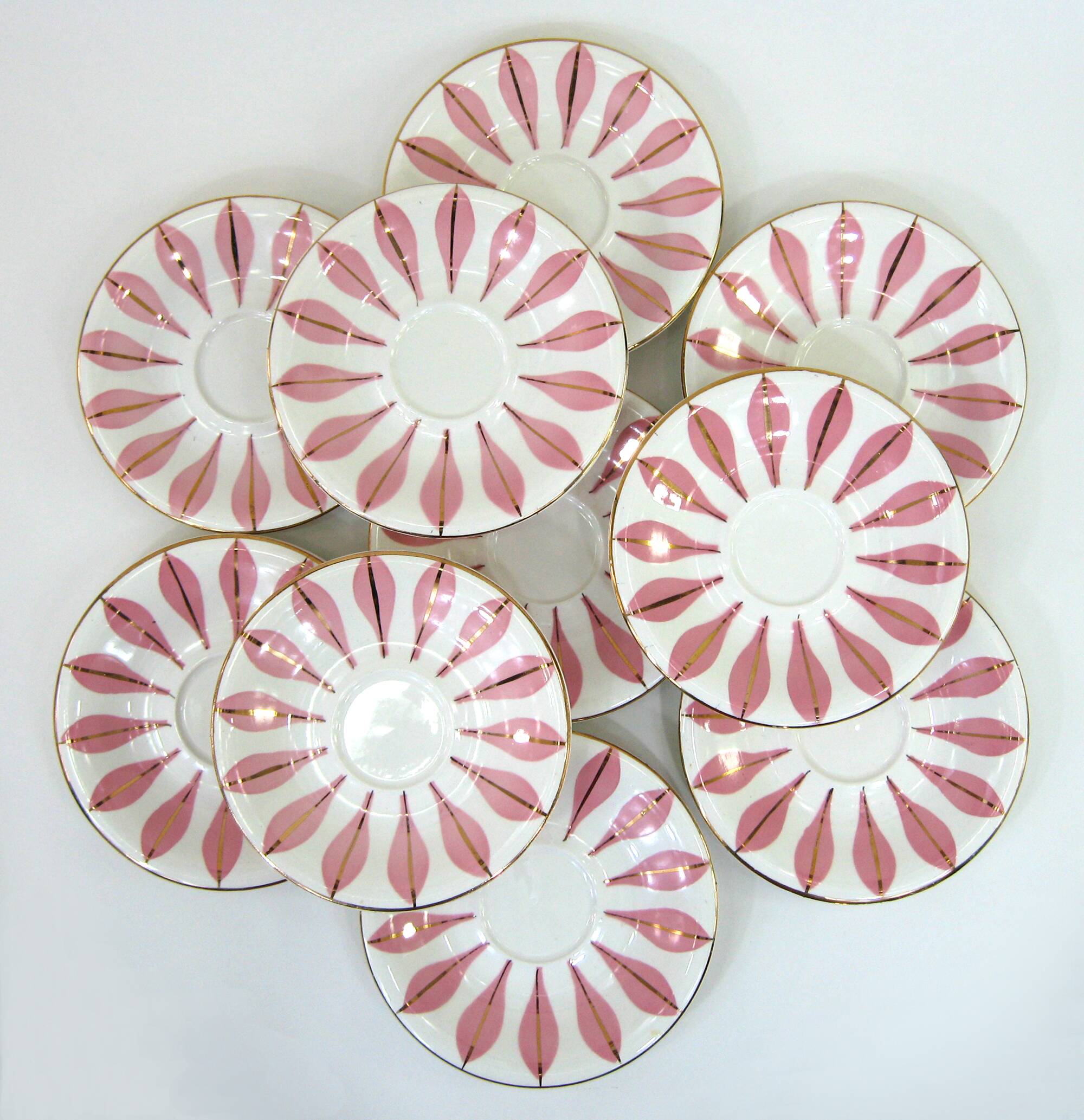 10 white ceramic coffee cups - Digoin 9604 France - vintage 50s