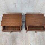 Pair of vintage bedside tables compass legs