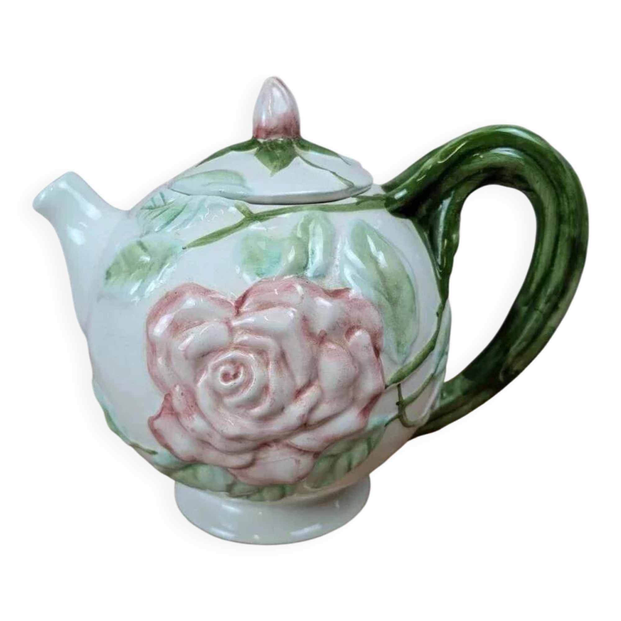 Antique ceramic teapot with floral design Fg
