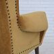1970s, Danish high back armchair, furniture velour, oak wood legs.