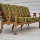 1970s, Danish 3 seater sofa, original condition, furniture wool, solid oak wood.