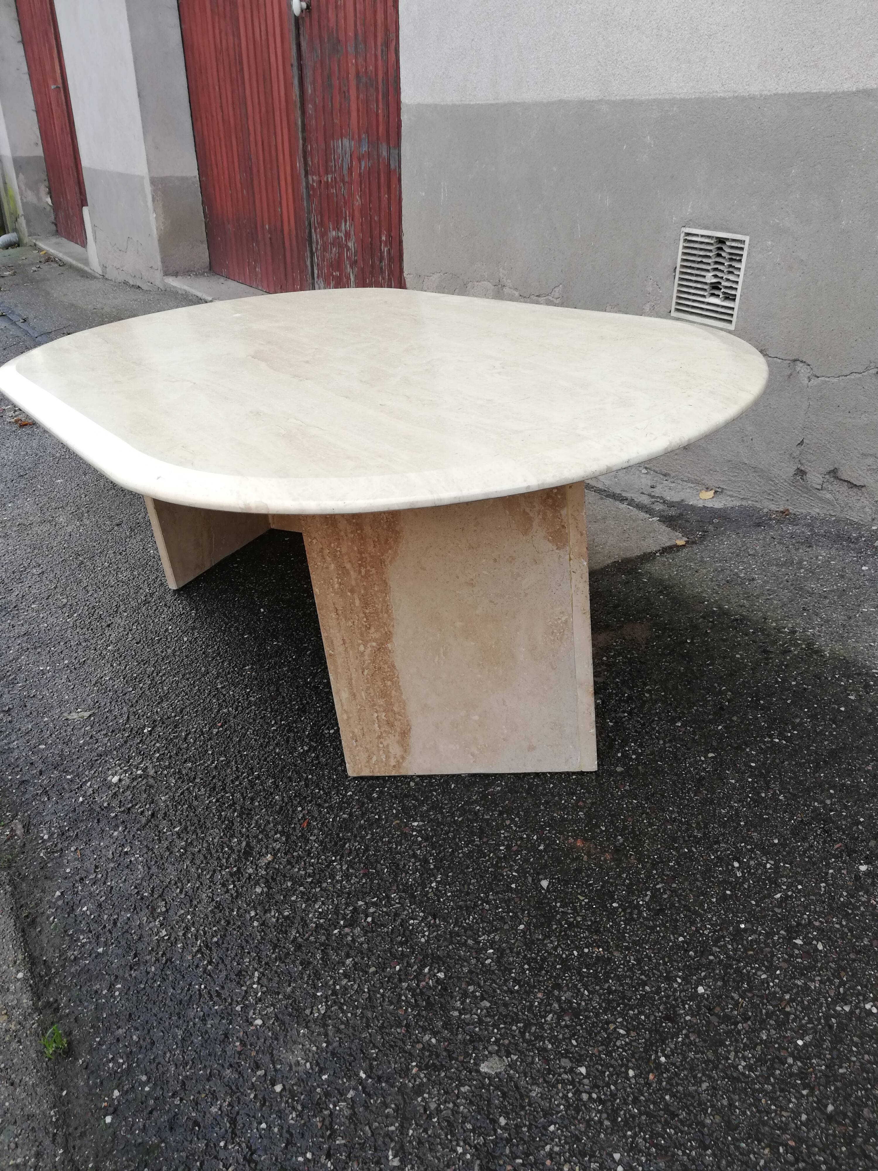 Vintage oval travertine coffee table