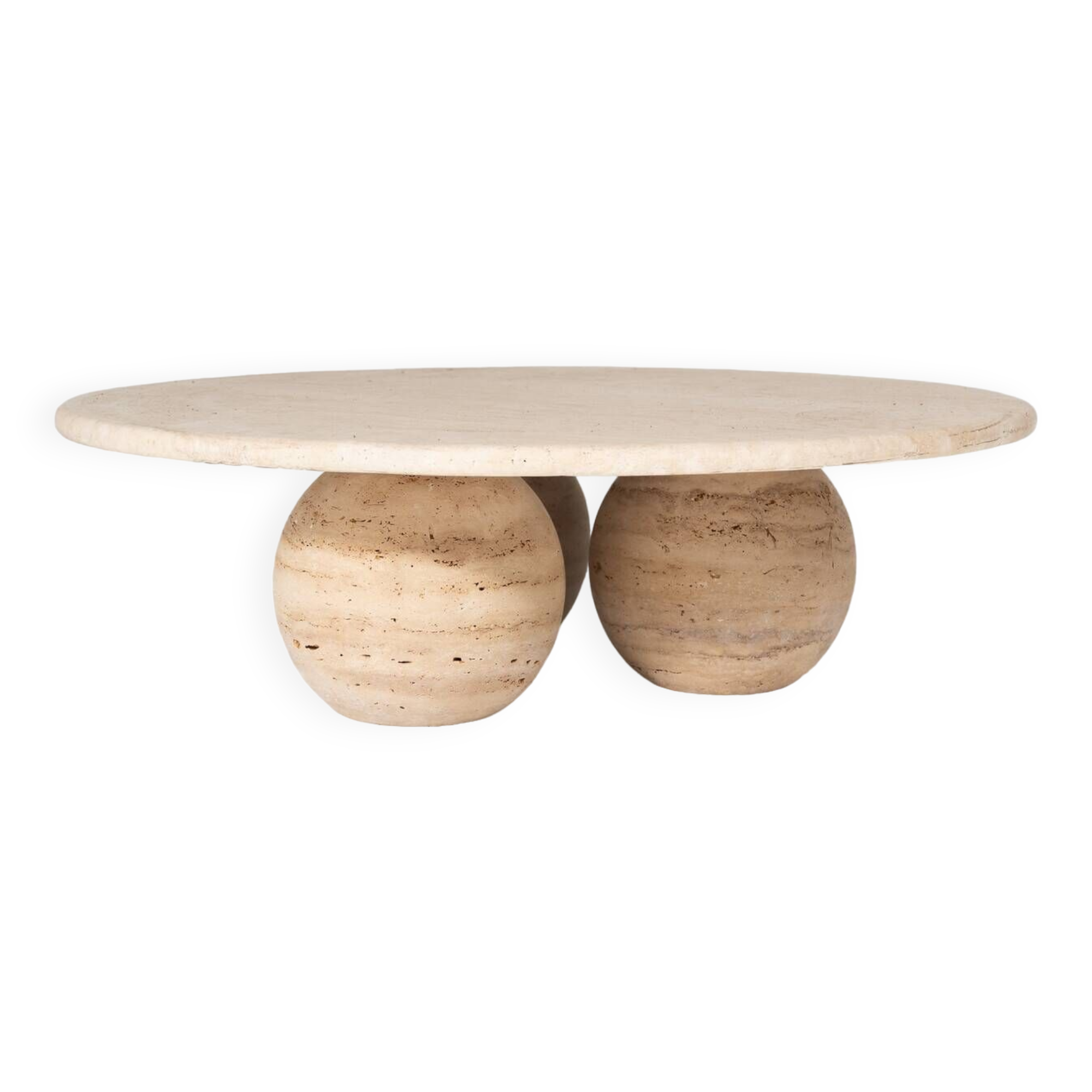 Contemporary Round Travertine Coffee Table, Italy
