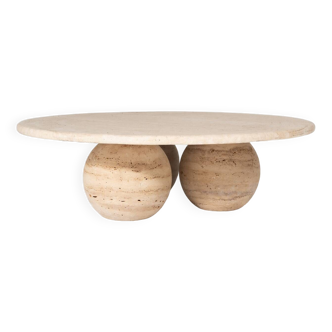 Contemporary Round Travertine Coffee Table, Italy