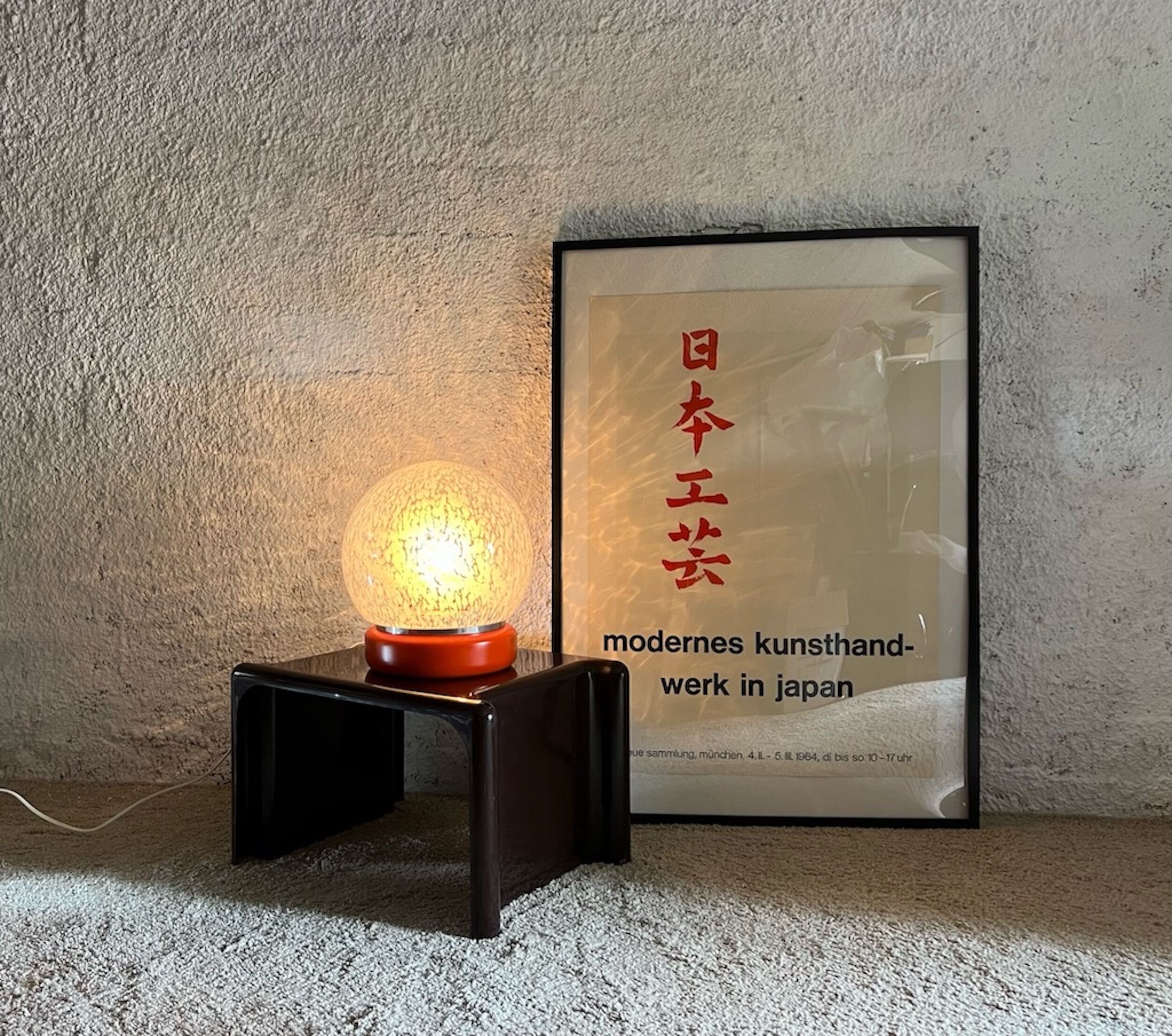 Murano glass space age orange lamp, 70s