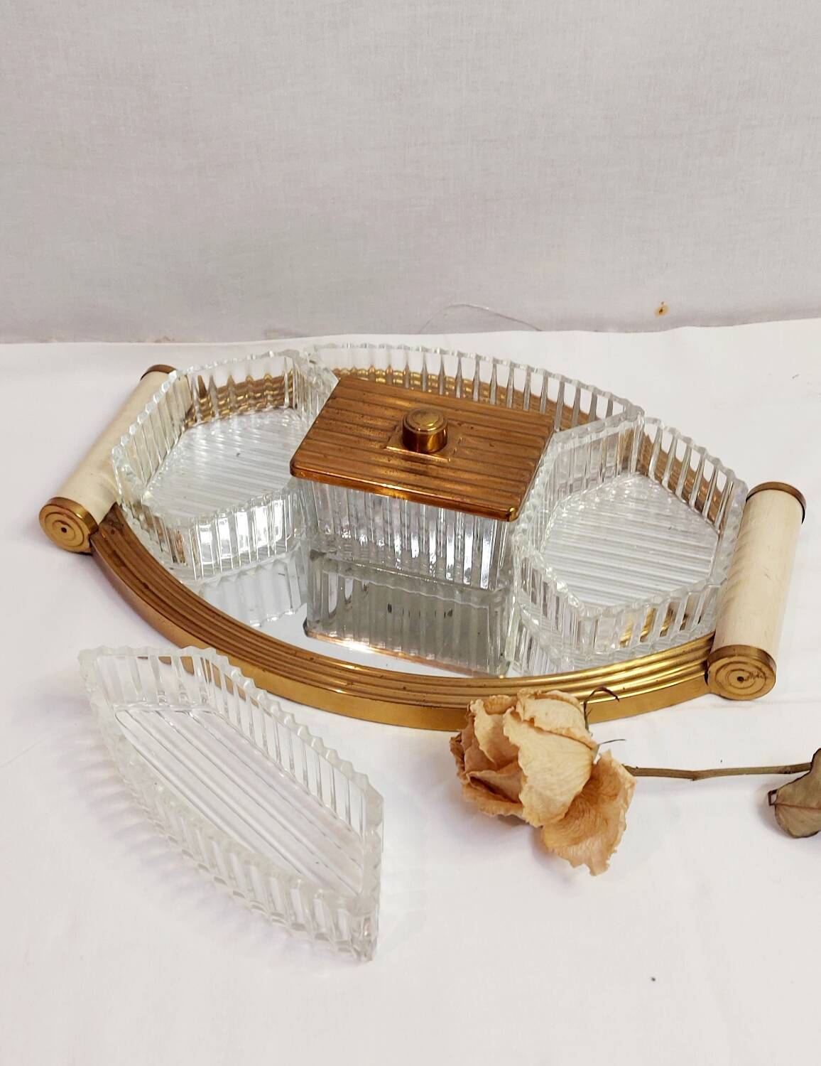 Vintage oval mirror tray