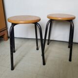 Pair of stackable vintage stocking stools - 50s