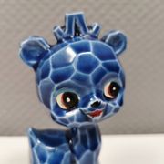 A Japanese ceramic “toy” from the 70s, blue Kawaii animal deer figurine.
