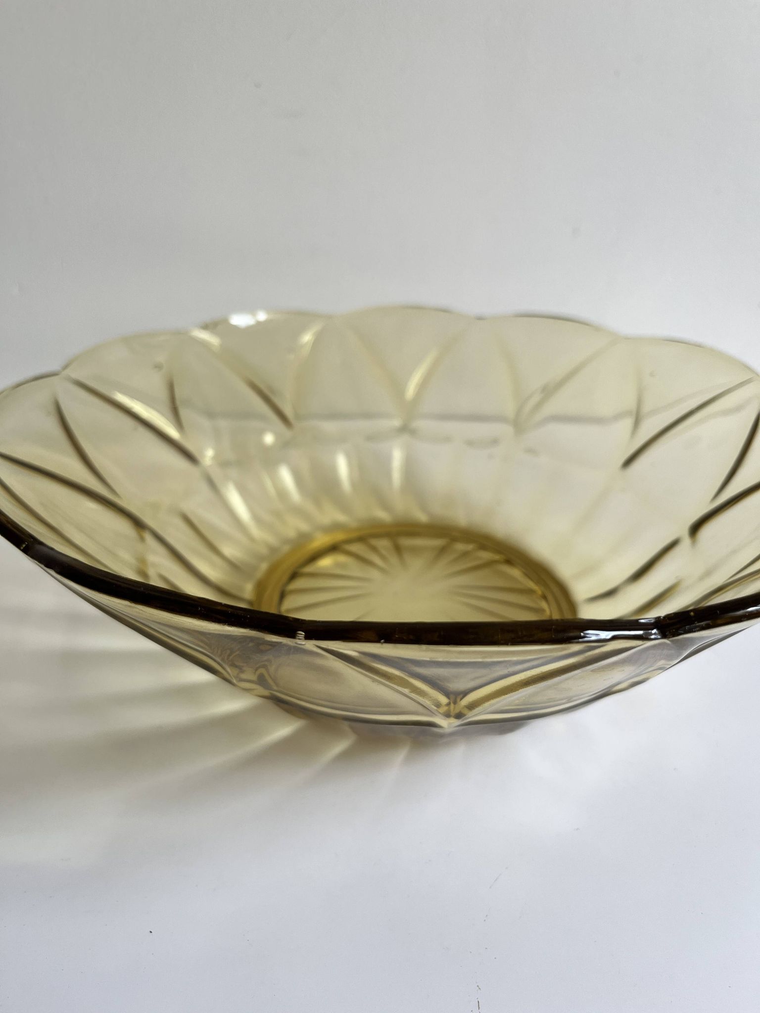 Yellow glass salad bowl