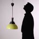 Enamelled aluminium ceiling lamp, brass, Italy, 1960s, Italian production.