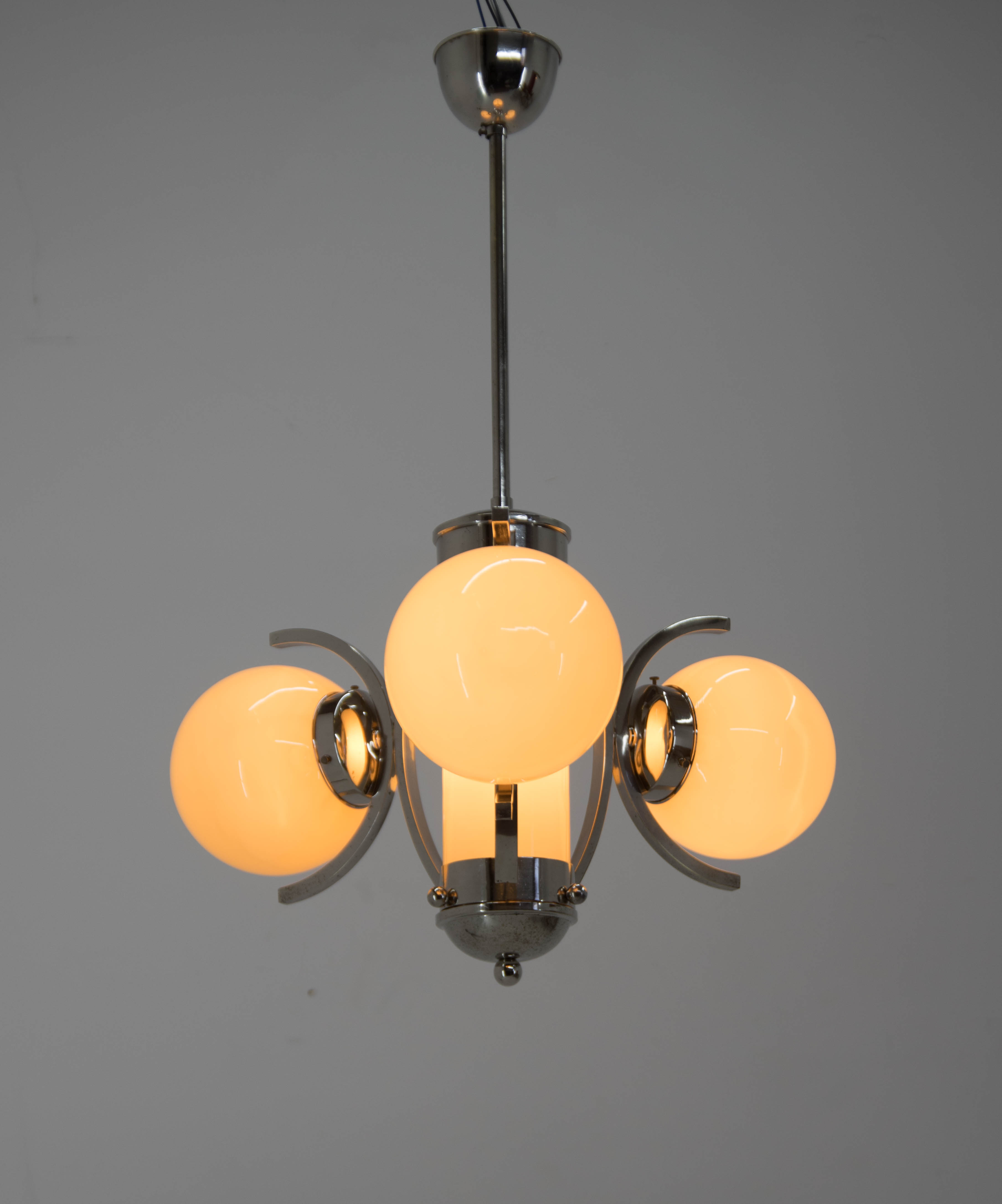Art deco chandelier, 1930s, restored
