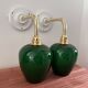 Paire d’appliques murales en opaline verte