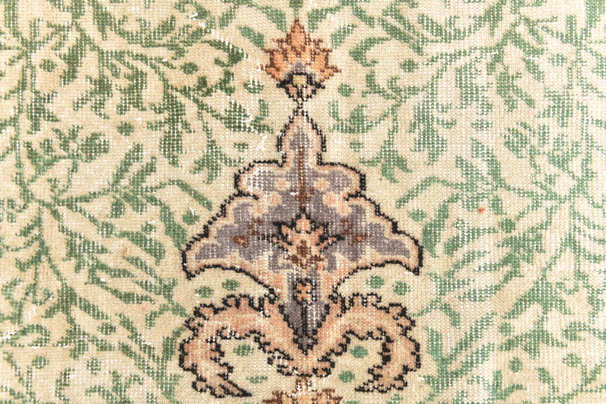 6x9 Sage Green Classic Pattern Turkish Vintage Rug, 170x281 Cm