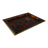 Hollywood regency brass and tortoiseshell lucite tray, Italy 1970s