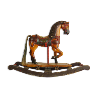 Ancien jouet cheval à bascule en bois années 50