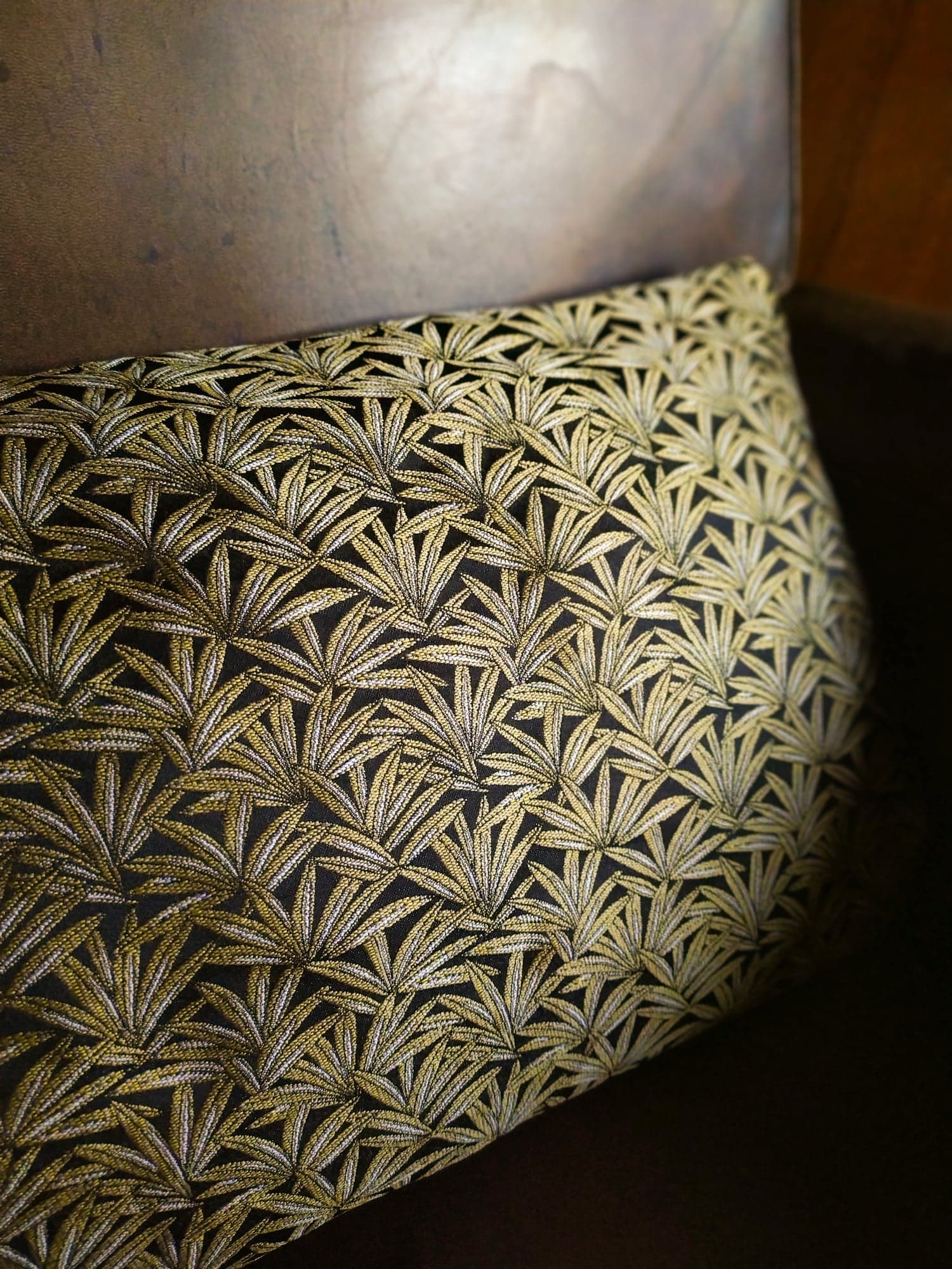 Leather and jacquard club chair