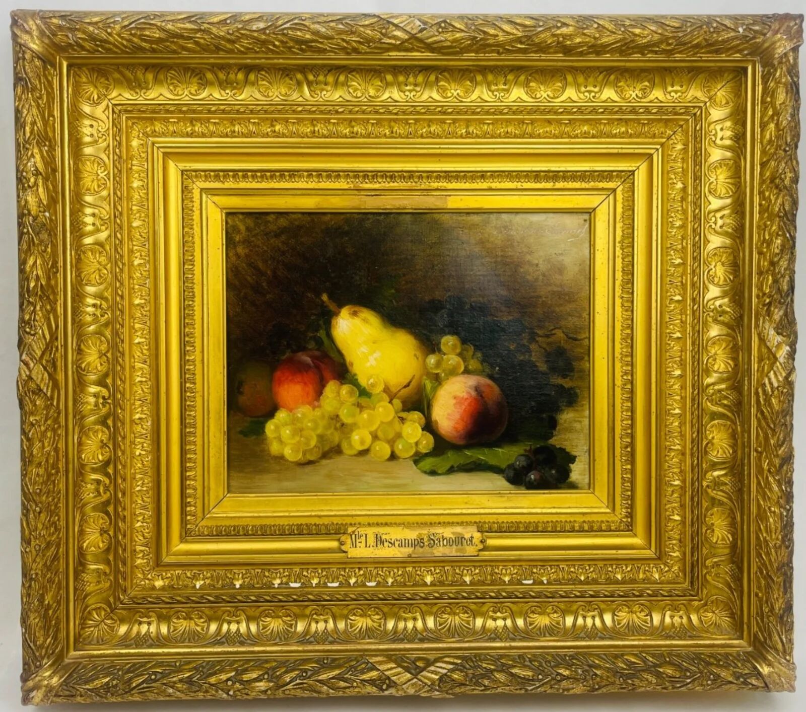 Descamps-Sabouret, still life with fruits, oil on canvas signed