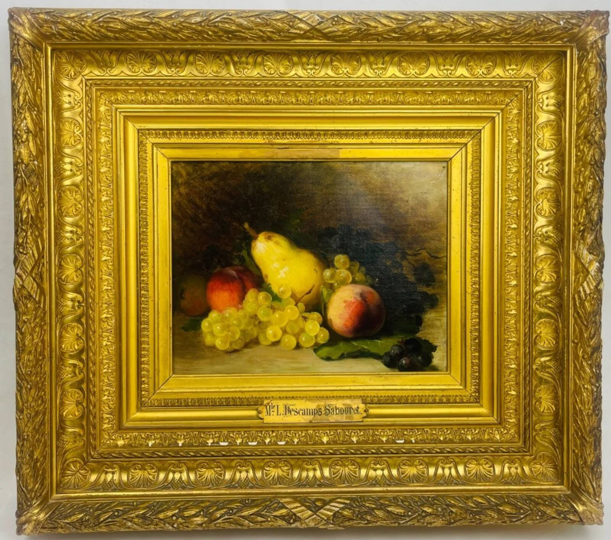 Descamps-Sabouret, still life with fruits, oil on canvas signed