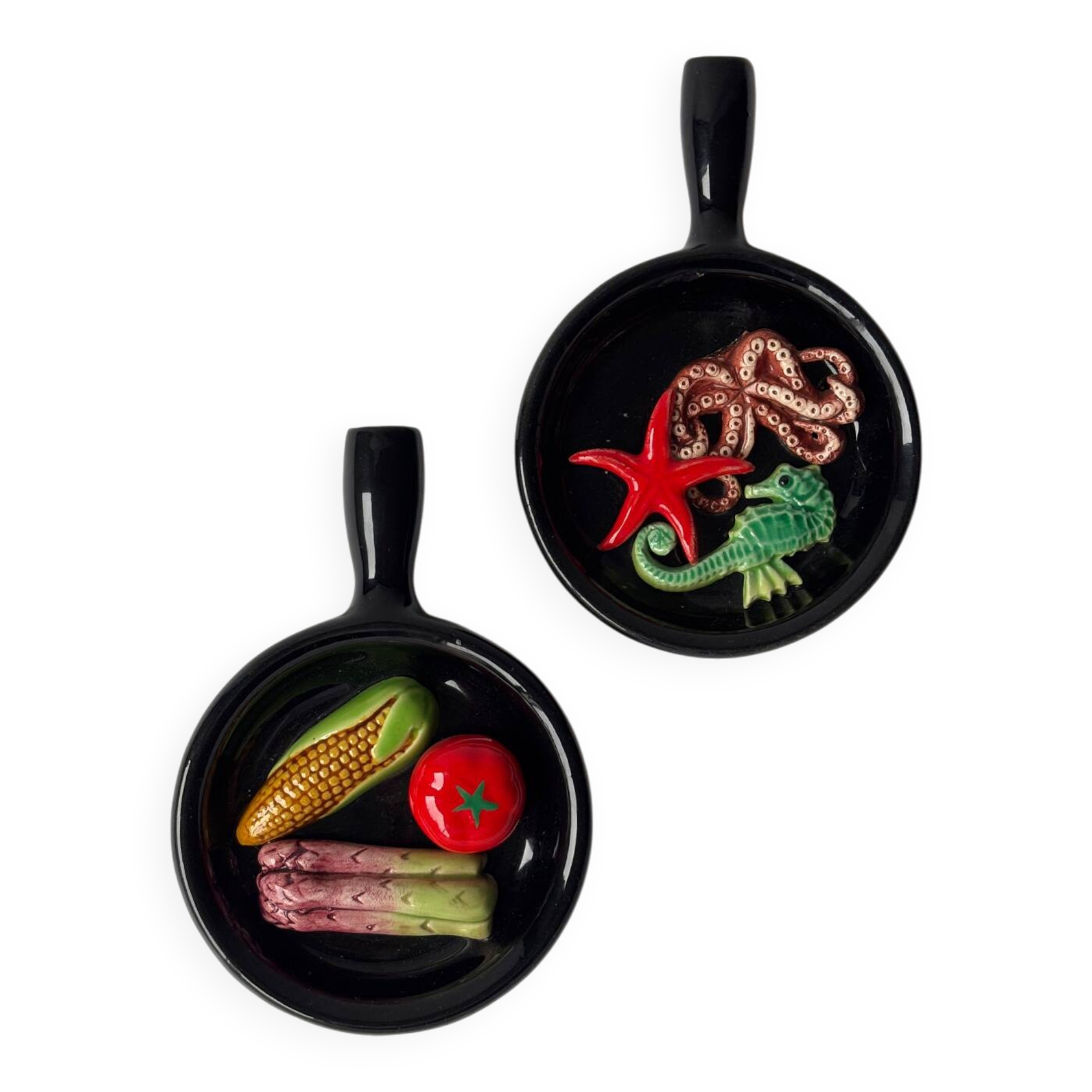 1960s ceramic trompe l'oeil plates