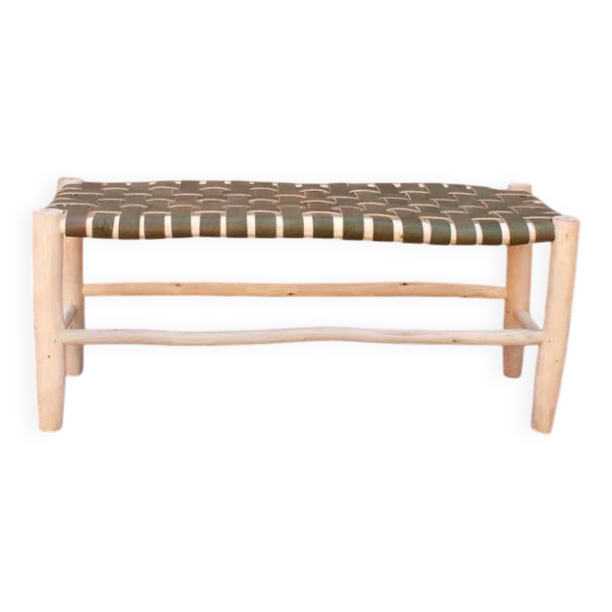 Green leather stool and bench