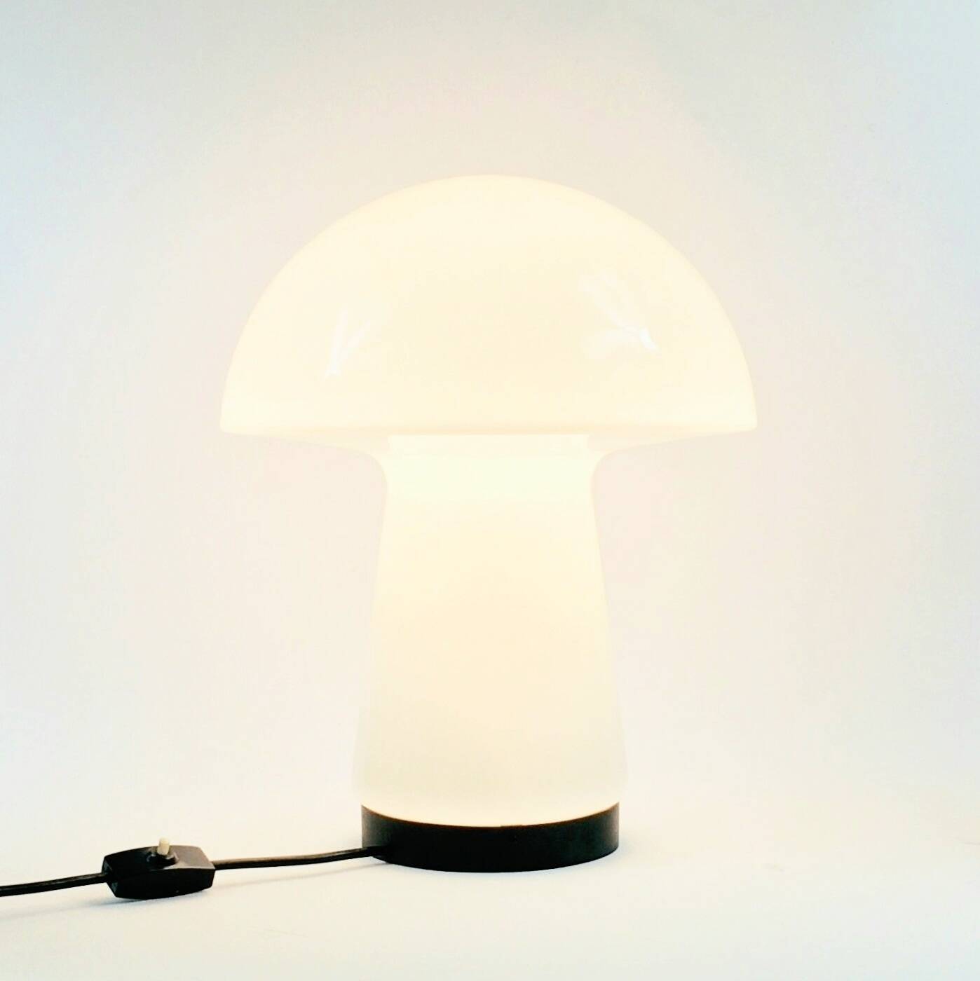 Large Space Age Mushroom Opaline Glass Table Lamp from Limburg, 1960s/1970s
