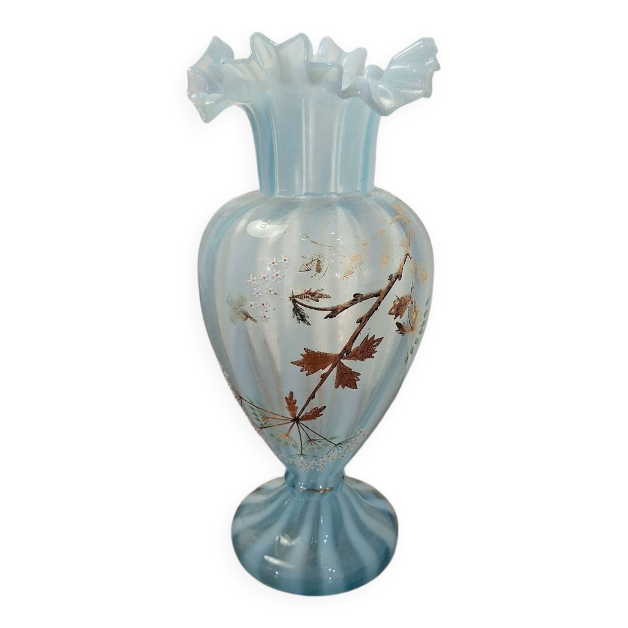 Vase made of bluish glass paste