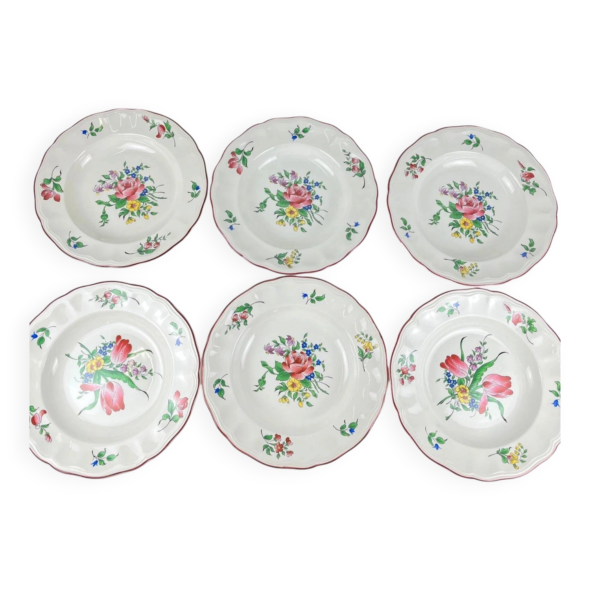 6 deep plates KG Lunéville "Réverbère"