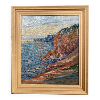 Tableau marine côte rocheuse Cowez