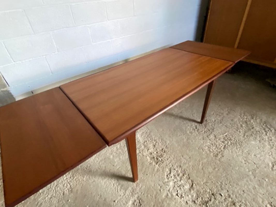 Scandinavian extendable teak table 147/191/235x88cm vintage an60