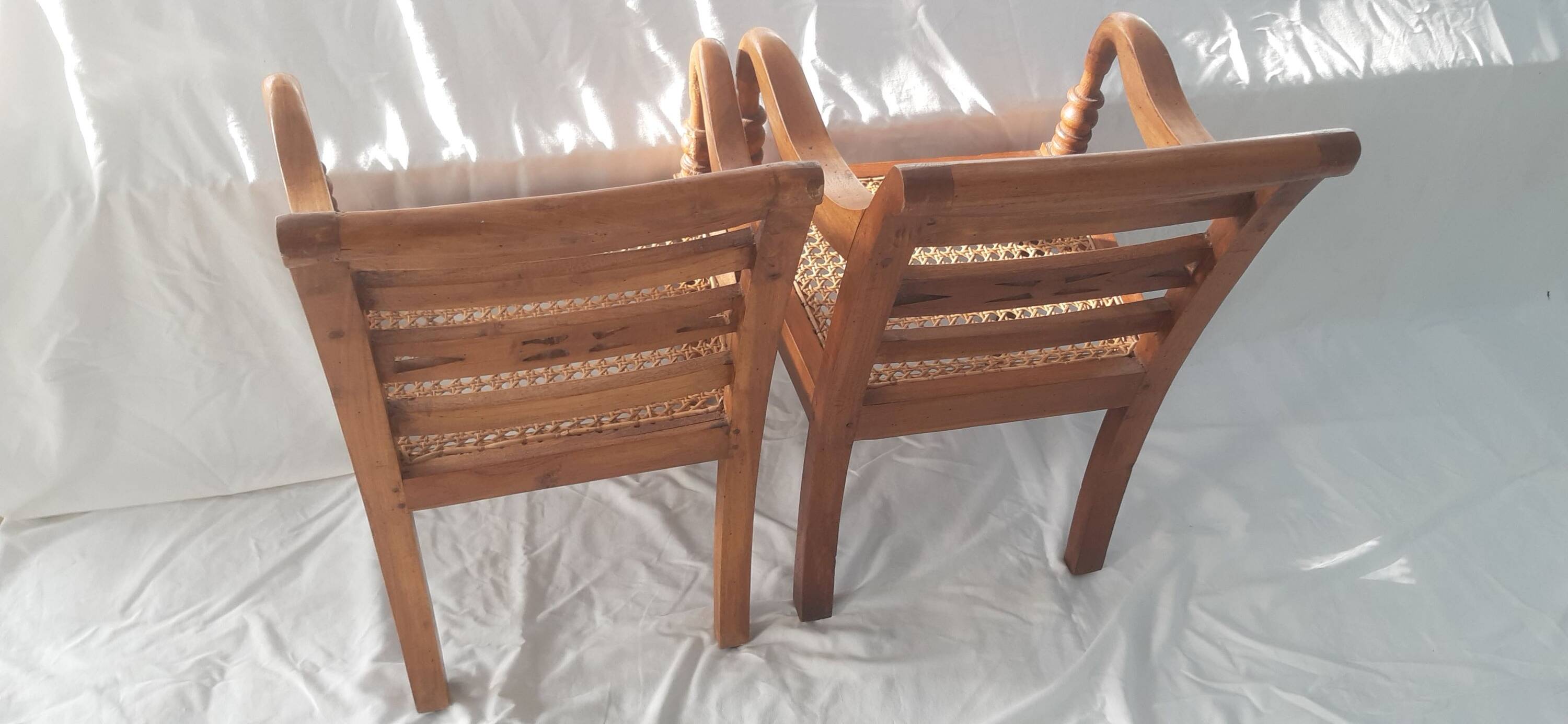 Set of two antique handcrafted children's armchairs
