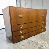 Vintage low wooden chest of drawers / filing cabinet