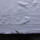 Antique sheet in white linen thread embroidered with the monogram CG+flowers+days with return-234x360cm