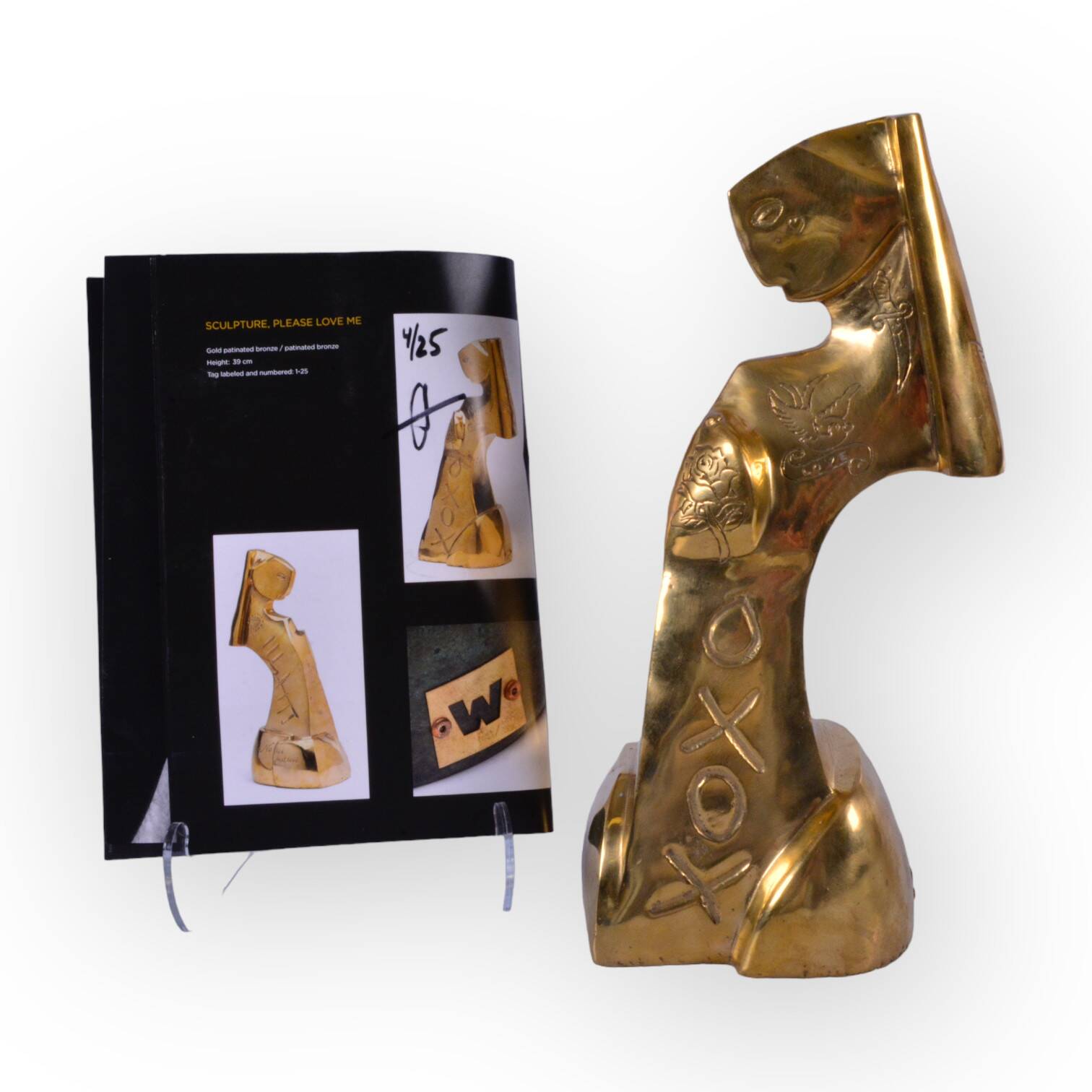 Please Love Me -Gold Patinated Bronze Sculpture by Andreas Wargenbrant 4/25