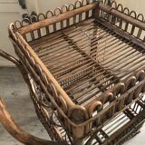 Wheeled rattan side table