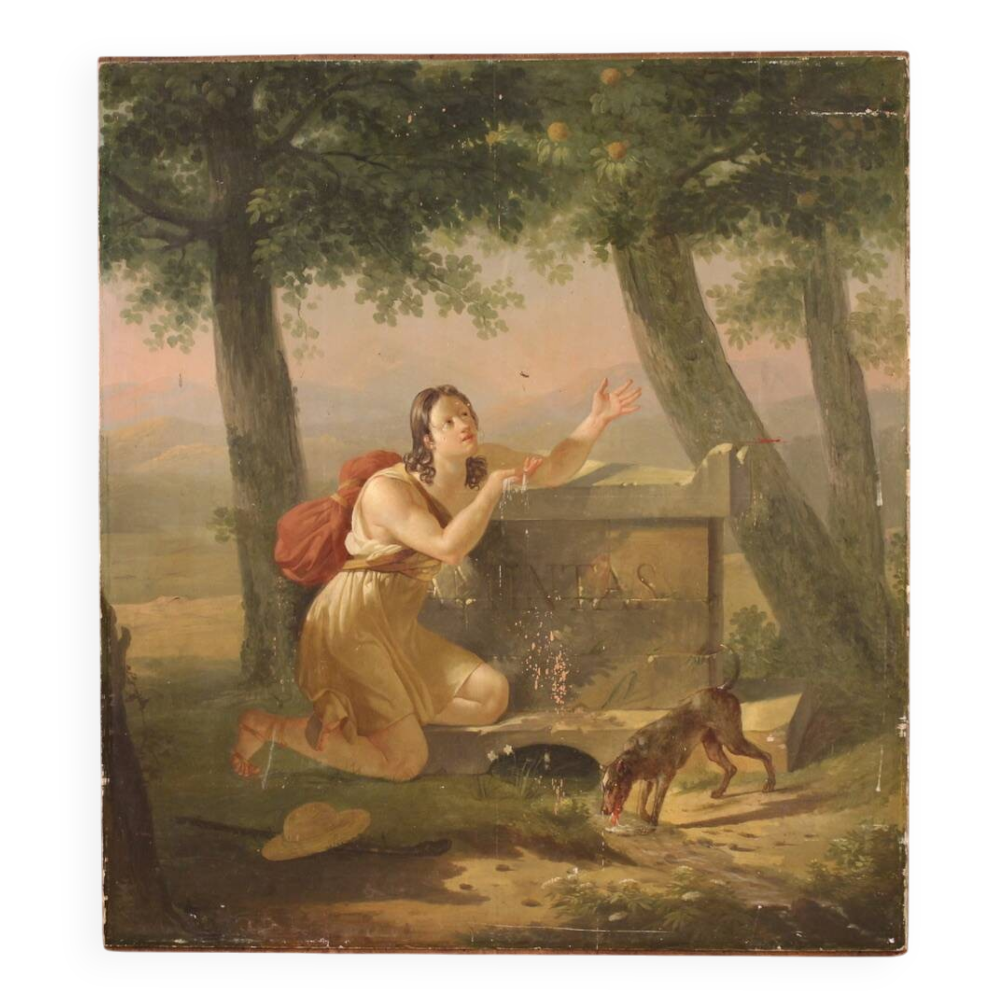 Large 19th century neoclassical painted panel