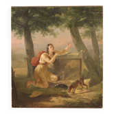 Grand panneau peint néoclassique du XIXe siècle