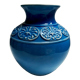 Ceramic vase ball blue art deco vintage carved numbered