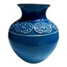 Vase céramique boule bleu art déco vintage sculpté numéroté