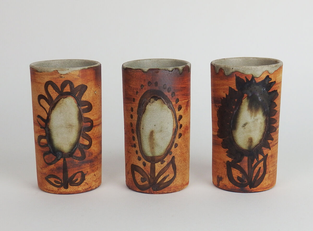 Set of six ceramic cups by "The Dove"
