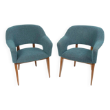 Pair of vintage armchairs by designer Charles Ramos, 1950s.
